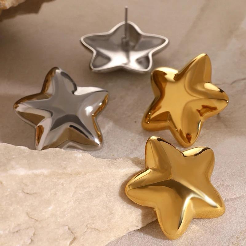 Orecchini in acciaio inossidabile analergici e waterproof "Chunky Star"