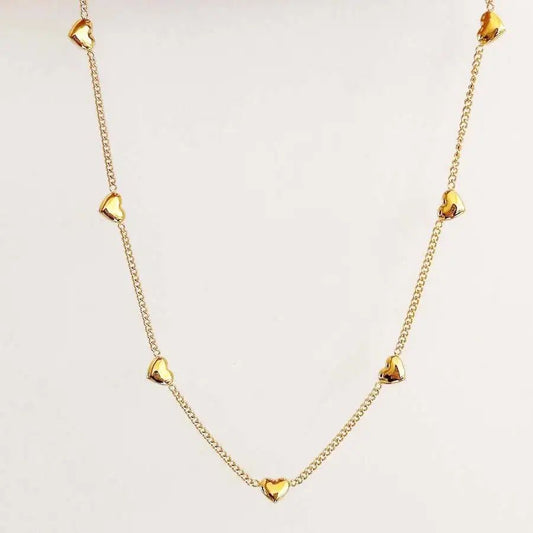 collana cuoricini in acciaio inossidabile placcata oro 18K