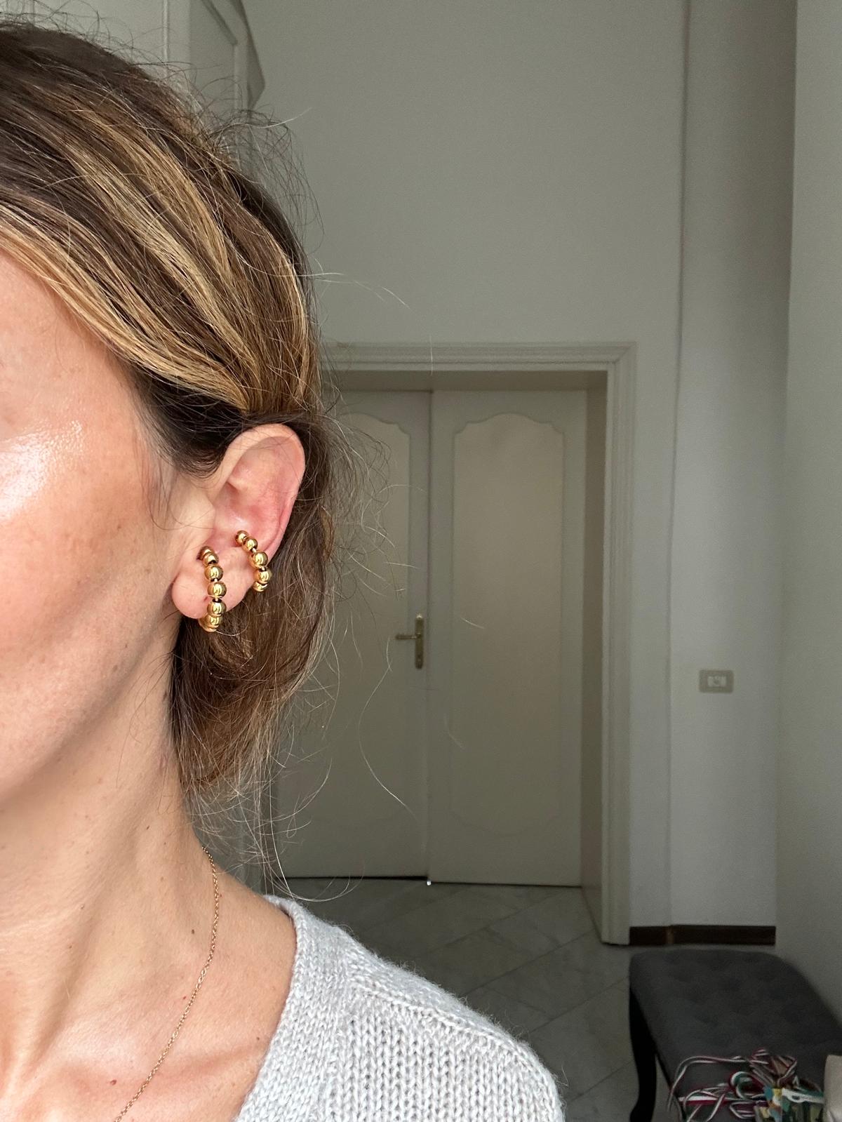 Ear Cuff in acciaio inossidabile e resina anallergici e waterproof "Bolle"