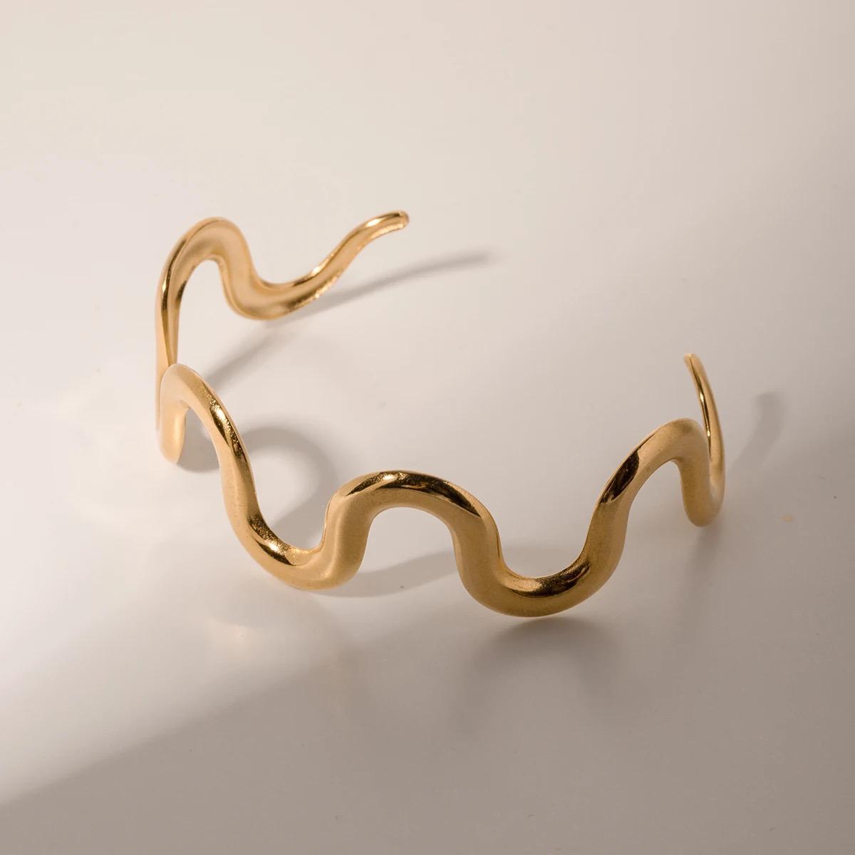 Bracciale in acciaio inossidabile placcato oro 18K anallergico e waterproof "Wanda"