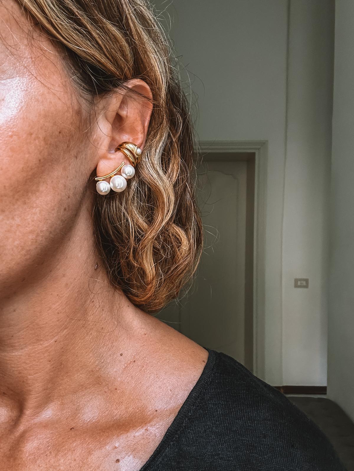 Ear Cuff in acciaio inossidabile anallergici e waterproof "Perlina"