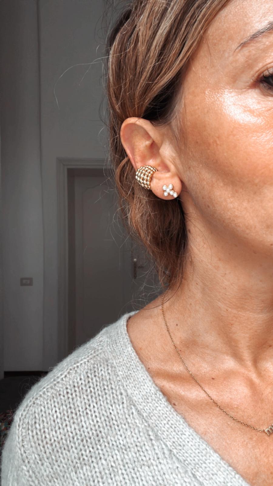 Ear Cuff in acciaio inossidabile anallergico e waterproof "Bollicine"